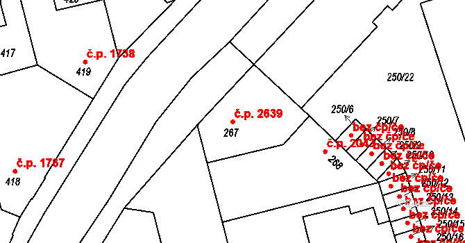 Kladno 2639 na parcele st. 267 v KÚ Kladno, Katastrální mapa