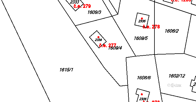 Ostravice 277 na parcele st. 2334 v KÚ Ostravice 1, Katastrální mapa