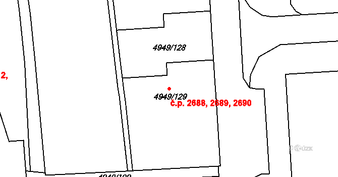 Severní Terasa 2688,2689,2690, Ústí nad Labem na parcele st. 4949/129 v KÚ Ústí nad Labem, Katastrální mapa