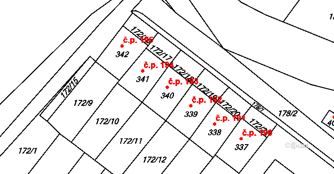 Cerekvice nad Loučnou 193 na parcele st. 340 v KÚ Cerekvice nad Loučnou, Katastrální mapa