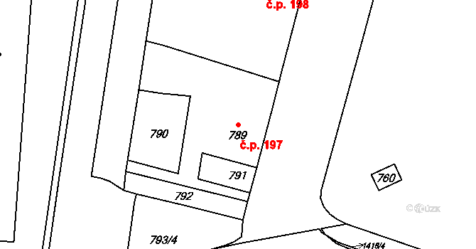 Pudlov 197, Bohumín na parcele st. 789 v KÚ Pudlov, Katastrální mapa