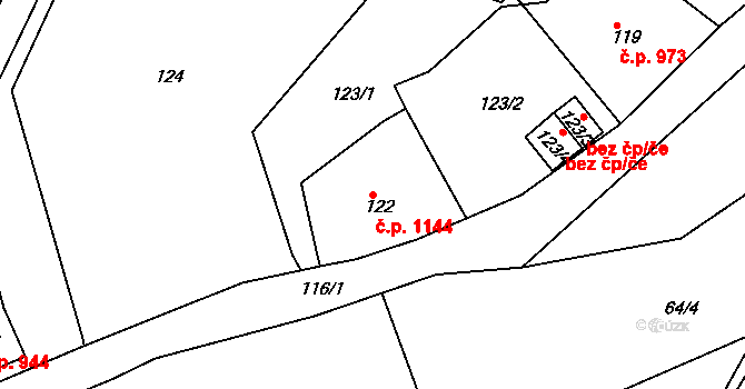 Smržovka 1144 na parcele st. 122 v KÚ Smržovka, Katastrální mapa