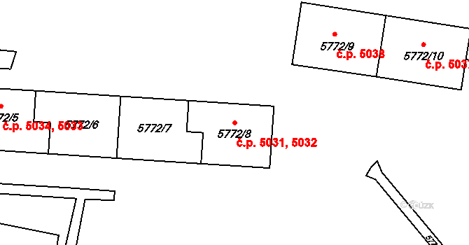 Chomutov 5031,5032 na parcele st. 5772/8 v KÚ Chomutov I, Katastrální mapa