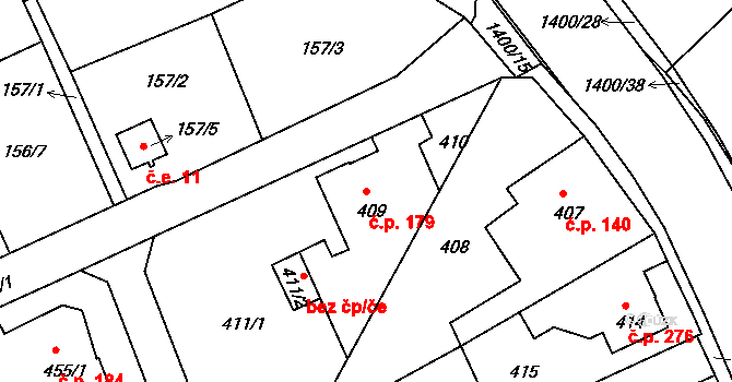 Liberec XI-Růžodol I 179, Liberec na parcele st. 409 v KÚ Růžodol I, Katastrální mapa