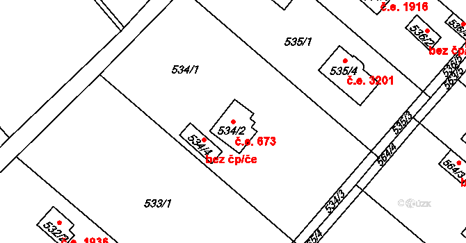 Doudlevce 673, Plzeň na parcele st. 534/2 v KÚ Doudlevce, Katastrální mapa