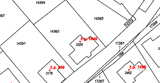 Hlinsko 1546 na parcele st. 3326 v KÚ Hlinsko v Čechách, Katastrální mapa