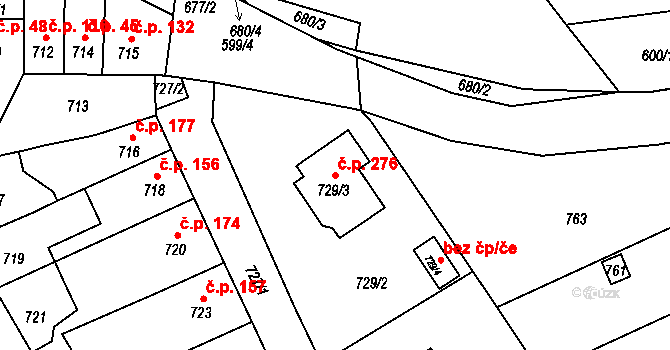 Přerov VI-Újezdec 276, Přerov na parcele st. 729/3 v KÚ Újezdec u Přerova, Katastrální mapa