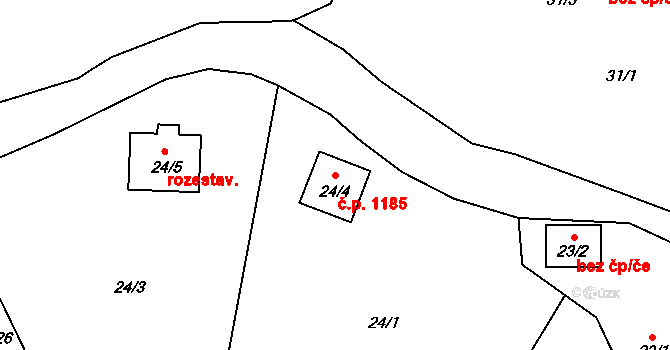 Liberec XXX-Vratislavice nad Nisou 1185, Liberec na parcele st. 24/4 v KÚ Vratislavice nad Nisou, Katastrální mapa