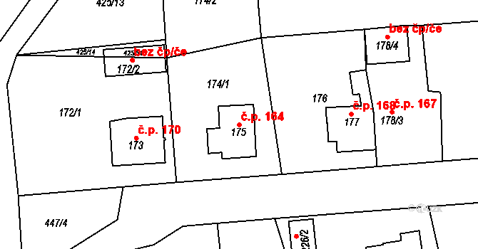 Loučky 164, Nové Sedlo na parcele st. 175 v KÚ Loučky u Lokte, Katastrální mapa