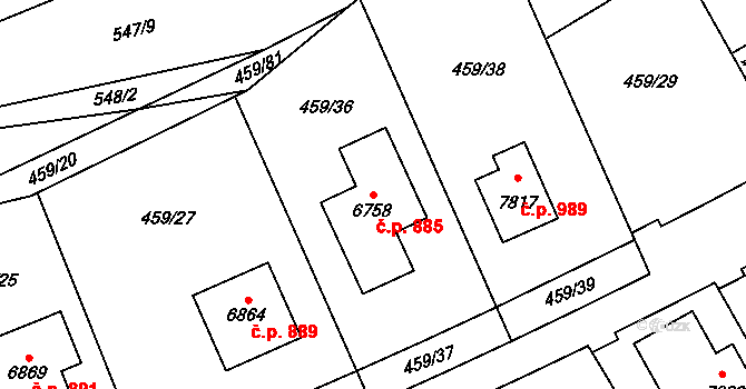 Beroun-Závodí 885, Beroun na parcele st. 6758 v KÚ Beroun, Katastrální mapa