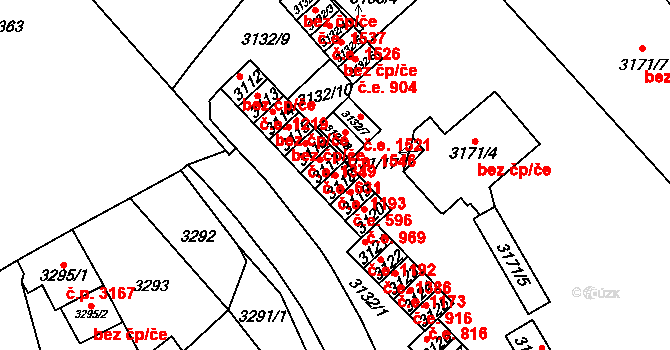Chomutov 1193 na parcele st. 3118 v KÚ Chomutov I, Katastrální mapa