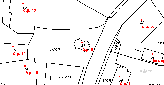 Brčekoly 6, Rosice na parcele st. 31 v KÚ Brčekoly, Katastrální mapa