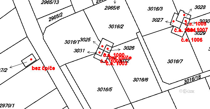 Planá nad Lužnicí 1003 na parcele st. 3032 v KÚ Planá nad Lužnicí, Katastrální mapa