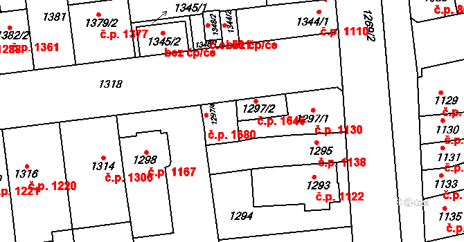 Šlapanice 1680 na parcele st. 1297/4 v KÚ Šlapanice u Brna, Katastrální mapa