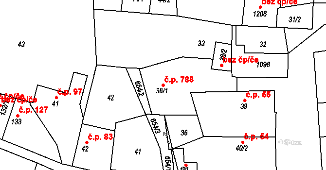 Líbeznice 788 na parcele st. 38/1 v KÚ Líbeznice, Katastrální mapa