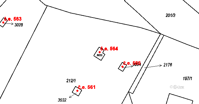 Úšovice 564, Mariánské Lázně na parcele st. 3033 v KÚ Úšovice, Katastrální mapa