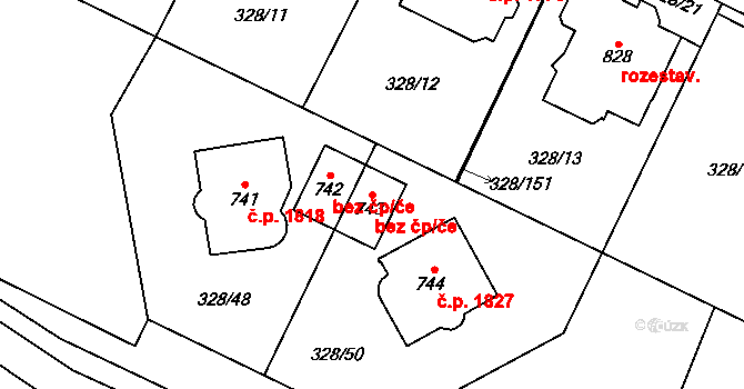 Hradec Králové 40274519 na parcele st. 743 v KÚ Kluky, Katastrální mapa