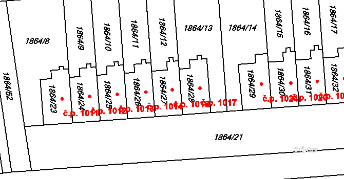 Kylešovice 1016, Opava na parcele st. 1864/27 v KÚ Kylešovice, Katastrální mapa