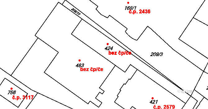Šumperk 44950519 na parcele st. 424 v KÚ Dolní Temenice, Katastrální mapa
