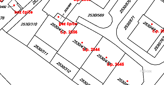 Předměstí 2544, Opava na parcele st. 2530/478 v KÚ Opava-Předměstí, Katastrální mapa