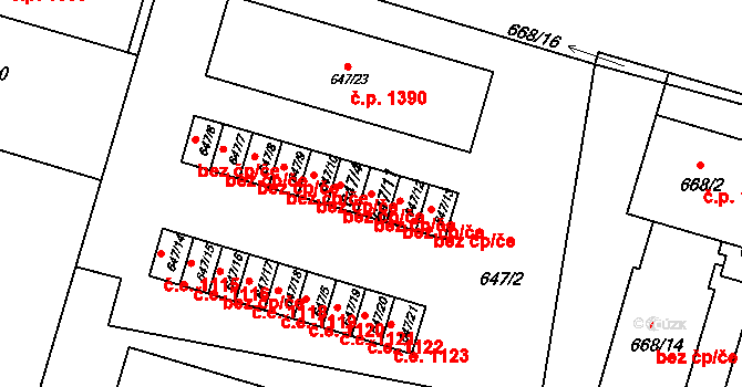 Velké Meziříčí 1112 na parcele st. 647/11 v KÚ Velké Meziříčí, Katastrální mapa