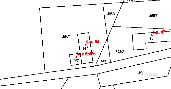 Studená Loučka 64, Mohelnice na parcele st. 147 v KÚ Studená Loučka, Katastrální mapa
