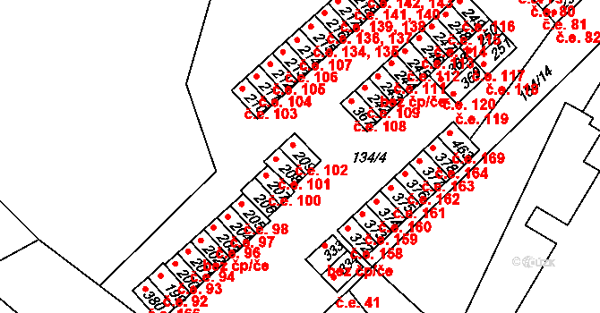 Staré Hory 102, Jihlava na parcele st. 209 v KÚ Staré Hory, Katastrální mapa