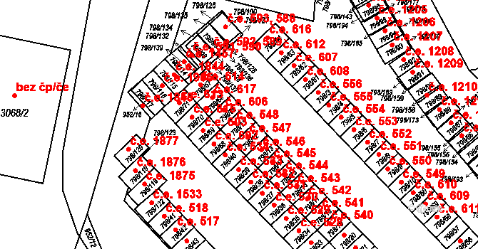 Český Těšín 548 na parcele st. 798/11 v KÚ Český Těšín, Katastrální mapa