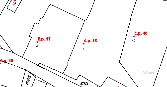 Bořice 18, Zahořany na parcele st. 3 v KÚ Bořice u Domažlic, Katastrální mapa