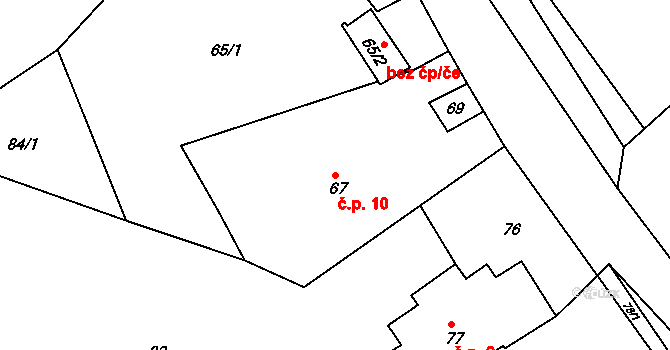 Provodov 10, Provodov-Šonov na parcele st. 67 v KÚ Provodov, Katastrální mapa