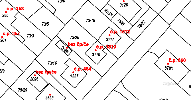 Neratovice 1513 na parcele st. 3119 v KÚ Neratovice, Katastrální mapa