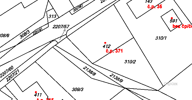 Lichnov 371 na parcele st. 412 v KÚ Lichnov u Nového Jičína, Katastrální mapa