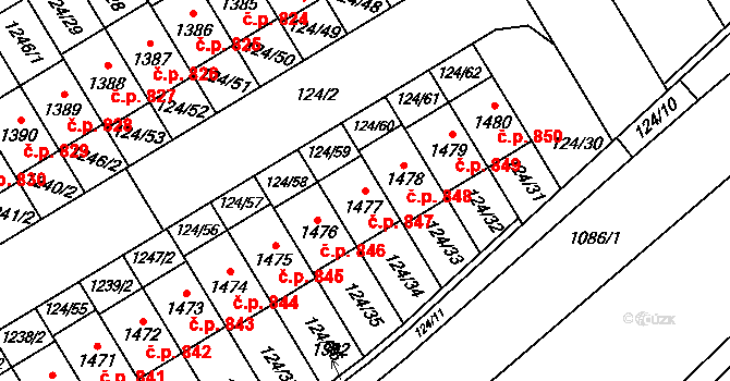 Veltrusy 847 na parcele st. 1477 v KÚ Veltrusy, Katastrální mapa