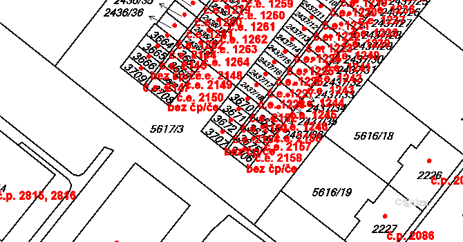 Žatec 2154 na parcele st. 3672 v KÚ Žatec, Katastrální mapa