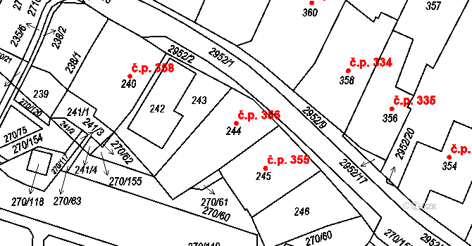 Dobruška 356 na parcele st. 244 v KÚ Dobruška, Katastrální mapa
