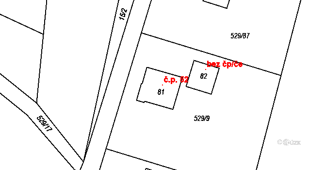 Bácovice 52 na parcele st. 81 v KÚ Bácovice, Katastrální mapa