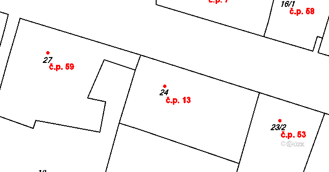 Prokopov 13 na parcele st. 24 v KÚ Prokopov, Katastrální mapa