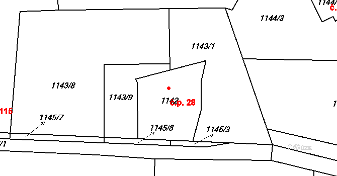 Proseč nad Nisou 28, Jablonec nad Nisou na parcele st. 1142 v KÚ Proseč nad Nisou, Katastrální mapa