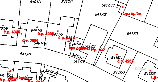 Jihlava 4372 na parcele st. 5417/6 v KÚ Jihlava, Katastrální mapa