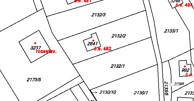 Ostravice 482 na parcele st. 2641 v KÚ Ostravice 1, Katastrální mapa