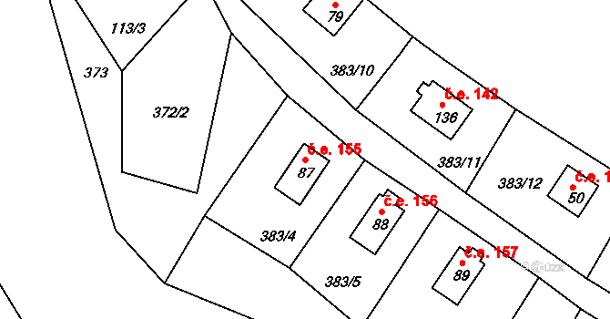 Vížka 155, Planá na parcele st. 87 v KÚ Vížka, Katastrální mapa