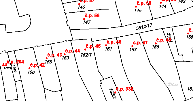 Cvikov I 45, Cvikov na parcele st. 162/1 v KÚ Cvikov, Katastrální mapa