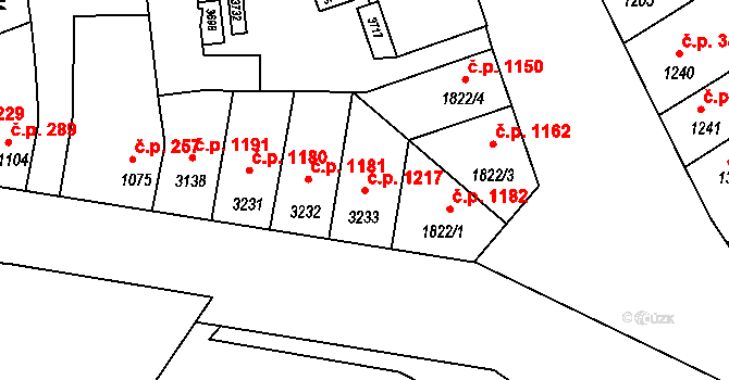 Kolín V 1217, Kolín na parcele st. 3233 v KÚ Kolín, Katastrální mapa