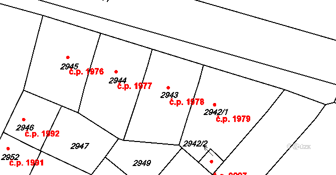 Žižkov 1978, Praha na parcele st. 2943 v KÚ Žižkov, Katastrální mapa