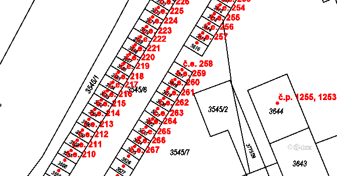 Jirkov 260 na parcele st. 3619 v KÚ Jirkov, Katastrální mapa