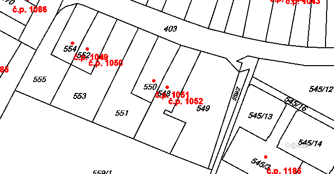 Šumbark 1052, Havířov na parcele st. 548 v KÚ Šumbark, Katastrální mapa