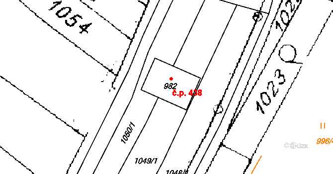 Písek 438 na parcele st. 982 v KÚ Písek u Jablunkova, Katastrální mapa