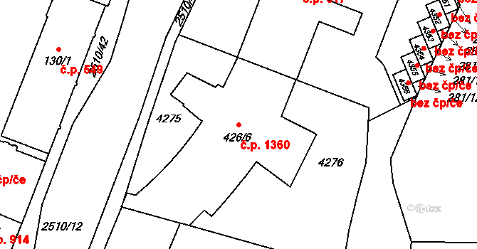 Kyjov 1360 na parcele st. 426/6 v KÚ Kyjov, Katastrální mapa