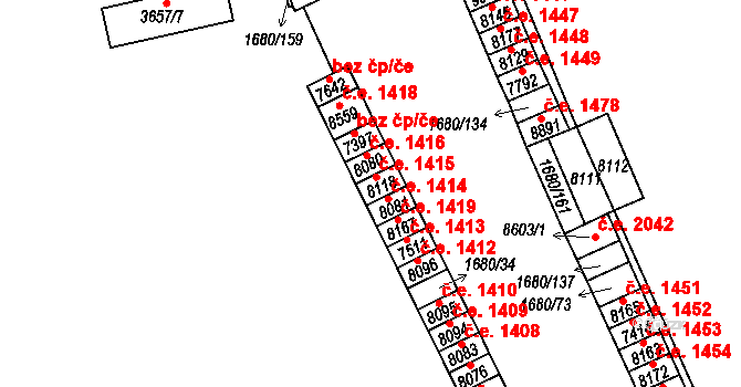 Hodonín 1415 na parcele st. 8118 v KÚ Hodonín, Katastrální mapa