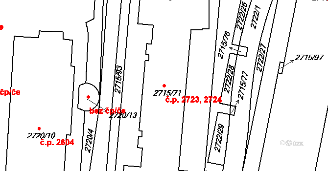 Dejvice 2723,2724, Praha na parcele st. 2715/71 v KÚ Dejvice, Katastrální mapa